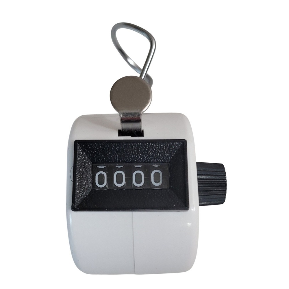 Unbranded Mechanical Tally Counter Handheld 4-Digit White Manual Clicker E